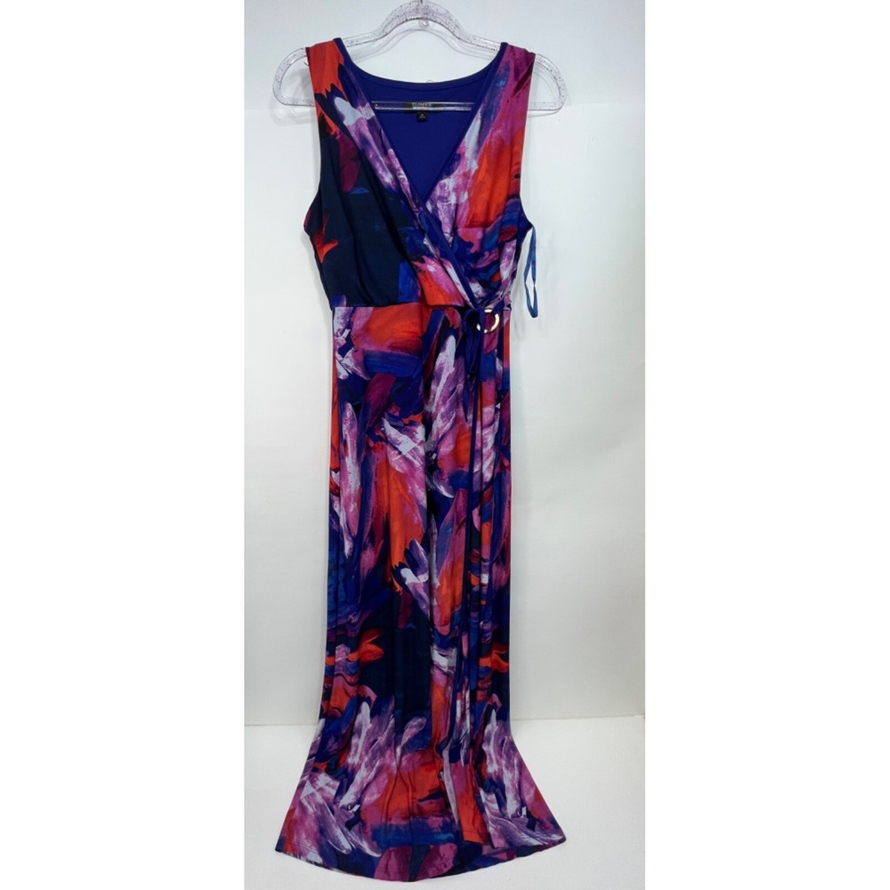 Glamour Multi Color Print Maxi Dress Size 10 Sleeveless - Picture 1 of 8